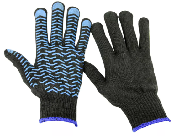 (WE2120) Рукавички ХБ чорні, синя "хвиля" WERK